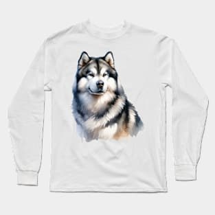 Watercolor Alaskan Malamute - Beautiful Dog Long Sleeve T-Shirt